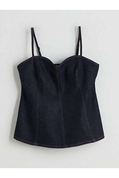 LC Waikiki Heart Collar Strap Jean Blouse