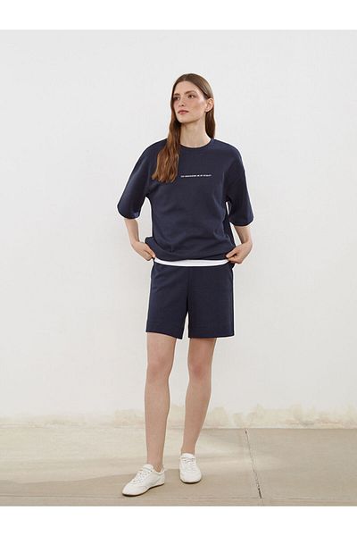 LC Waikiki Navy Blue Women's Shorts with Elastic Waist