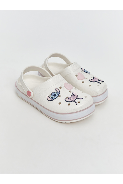 LC Waikiki Бели сандали за плаж за момичета с принт на Лило и Стич