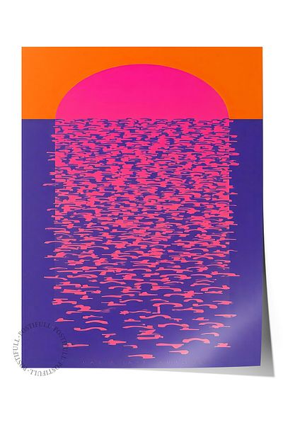 Postifull Frameless Wall Poster, Reflection of the Sun, Illustration, Maximalist, Blue Color Poster, 2025 Summer Se