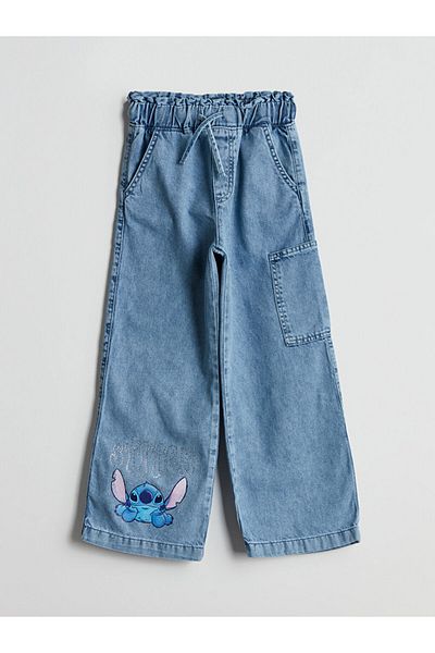 LC Waikiki Lcw Waist Elastic Stone Printed Girl's Jean Trousers Fast Fashion