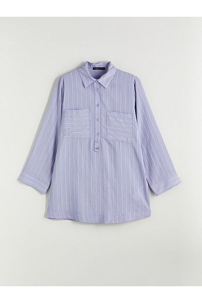 LC Waikiki Shirt Collar Striped Women's Tunic