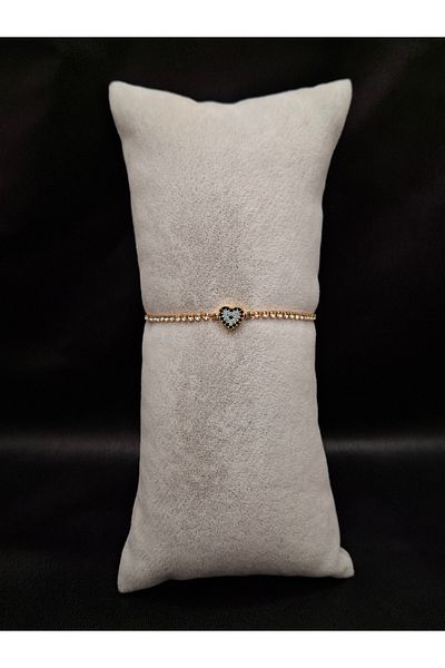 Han Ticarethane Gold Color Stone Waterway Heart Model Bracelet