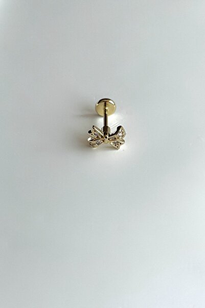 Bijou Luz Gold Zirkon Taşlı Fiyonk Kurdele Model Tragus Piercing
