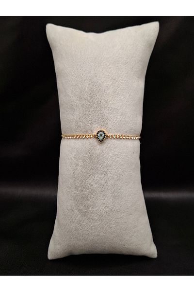 Han Ticarethane Gold Color Stone Waterway Drop Model Bracelet