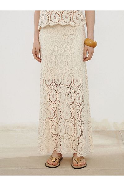 LC Waikiki Embroidered Crochet Skirt with Zipper at the Waist
