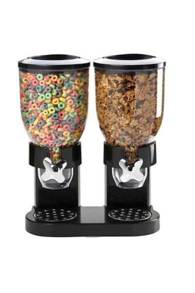 Rovitech Dispenser with two containers for cereals, nuts, rice, 2 l, 33 x 20 x 40 cm, Black