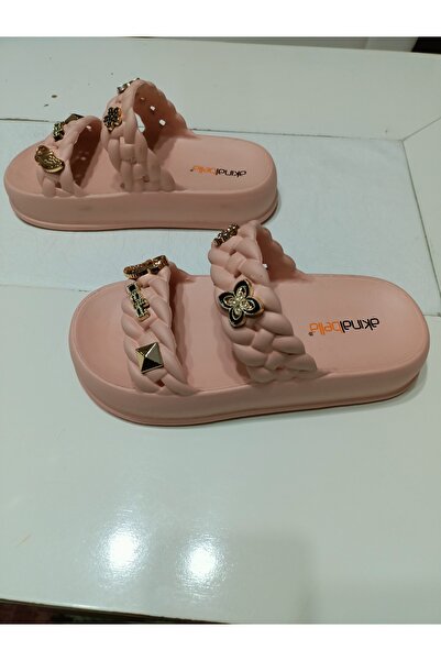 AkınalBella Ultrasoft Double Band Stone Women's Slippers E423. Z