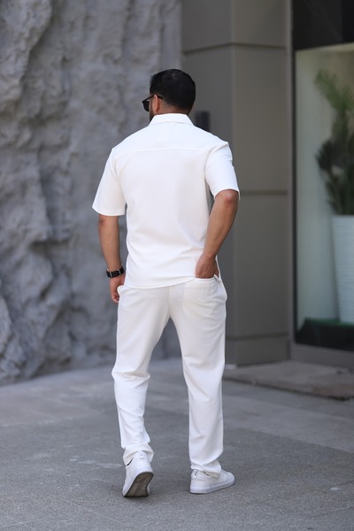 Ramires Men's Polo Neck T-Shirt, Relaxed Fit, Snap Detail, Bottom Top Suit