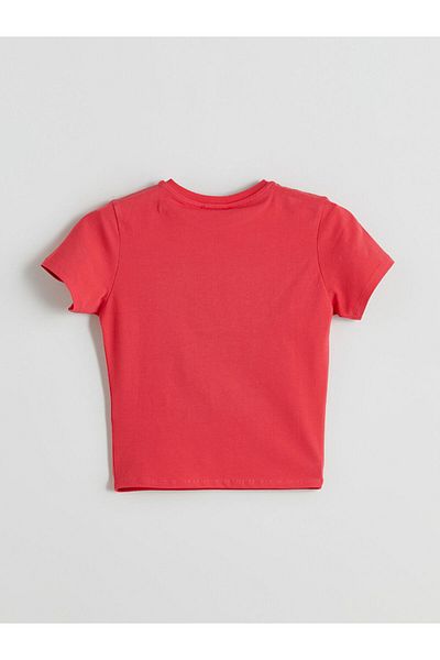 LC Waikiki Xside Red Crew Neck Ribbon Printed Crop