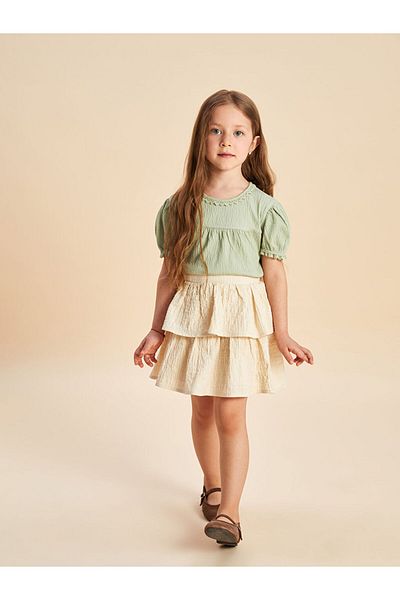 LC Waikiki Elastic Waist Krinkle Pleated Girl's Shorts Skirt