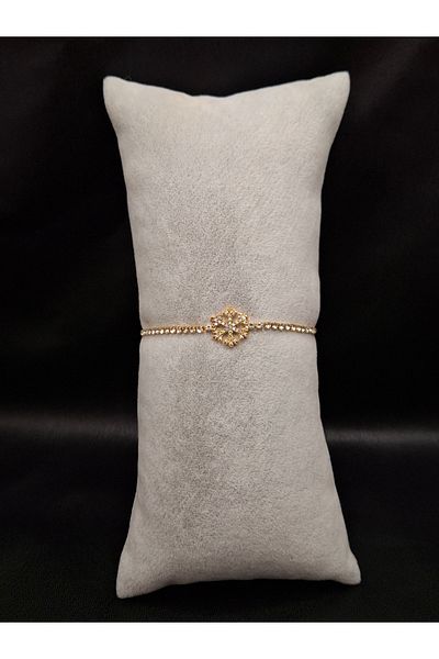 Han Ticarethane Gold Color Stone Waterway Snowflake Model Bracelet