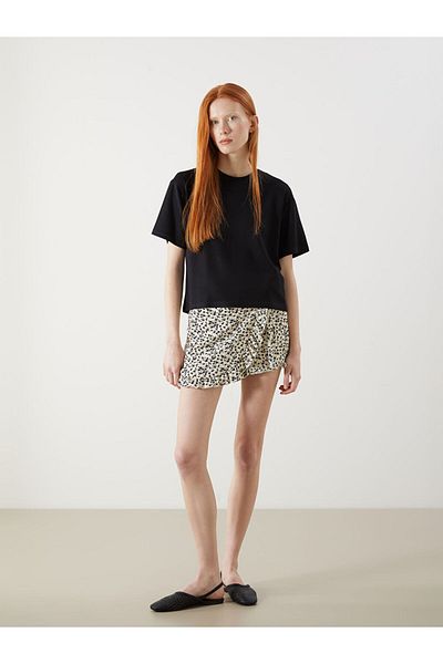 LC Waikiki Xside White Elastic Waist Floral Shorts Skirt