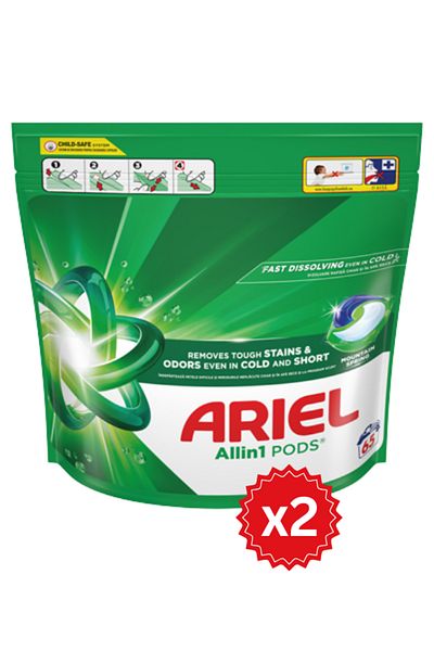 Ariel Ariel 3 in 1 Pods Mountain Spring capsule detergent set, 2 x 65 pieces, 130 washes