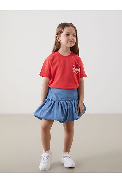 LC Waikiki Lcw Waist Elastic Girl's Jean Skirt Fast Fashion