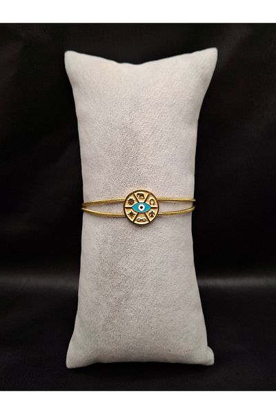 Han Ticarethane Gold Color Lucky Figure Steel Bracelet