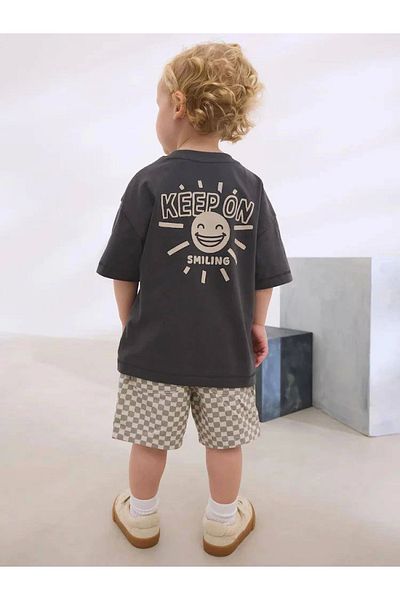 Kidmark Çocuk Modası Children's Unisex Smile Printed 100% Cotton Suit