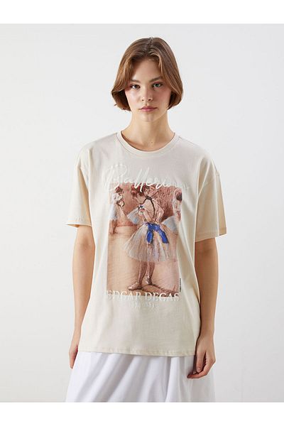 LC Waikiki New Season Crew Neck Ballerina Printed Women's T-Shirt - S5M662Z8