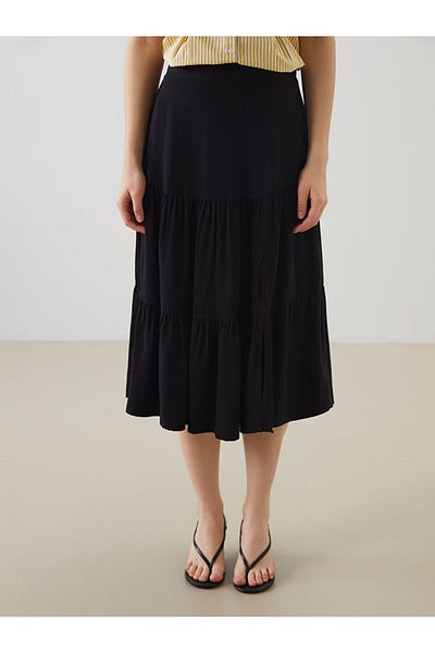 LC Waikiki Xside Black Folded Skirt with Elastic Waist