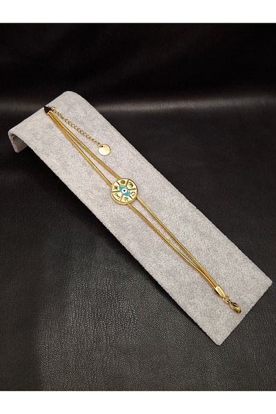 Han Ticarethane Gold Color Lucky Figure Steel Bracelet