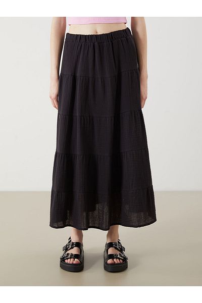 LC Waikiki Xside Black Folded Skirt with Elastic Waist