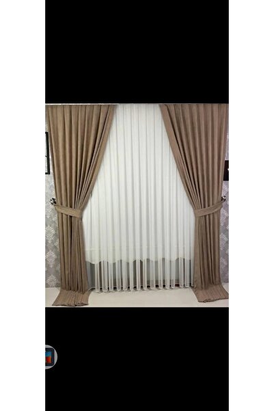 Store Saten fon tül perde takım hâlinde