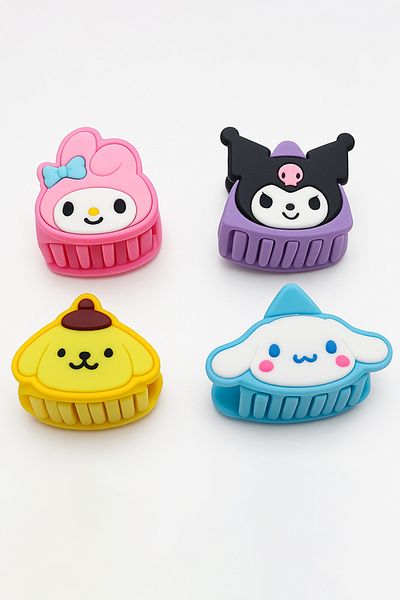 MakeWell مجموعة مشابك مكونة من 4 قطع من Kuromi My Melody Cinnamoroll Pampapurin