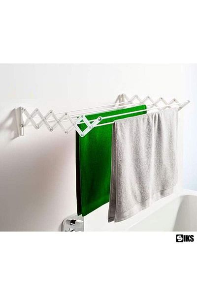 SIKS Extendable Metal Clothes Dryer With Wall Mount, Foldable, 5 Bars 90 Cm, Drying Capacity 4.5 M