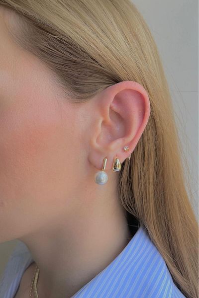 Bijou Luz Pearl Stone Detailed Six-Piece Earring Set
