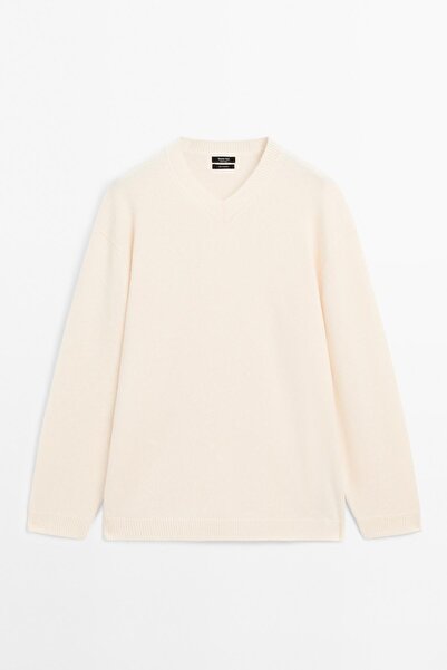 Massimo Dutti %100 kaşmir oversize V yaka kazak