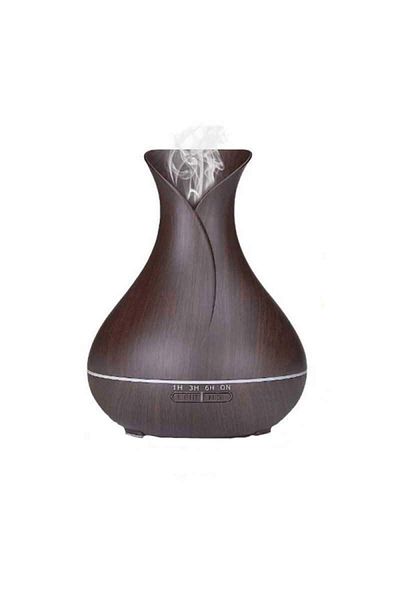 SIKS Umidificator cu ultrasunete, aromaterapie, purificator de aer, difuzor, rezervor de 400 ml, lemn închis (OPTIMUS)