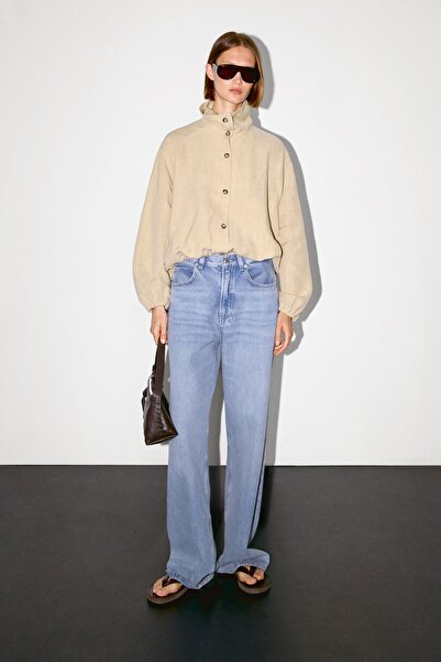 Massimo Dutti Dik yaka keten karışımlı bomber ceket