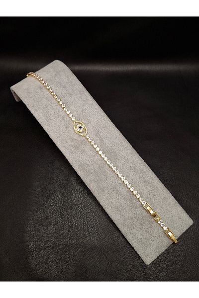 Han Ticarethane Stoned Eye Model Waterway Steel Bracelet