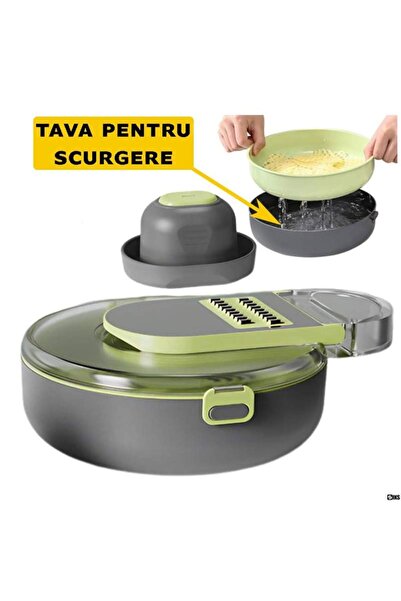 SIKS 9-in-1 Vegetable and Fruit Slicer, Hand Protection, Stainless Steel Blade, Gray/Green