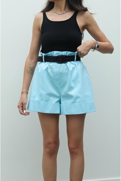 Havoş Blue Tivigo Belted Shorts