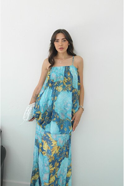 Havoş Φόρεμα με λουράκι με μπλε φλοράλ σχέδιο
