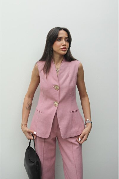 Havoş Rózsaszín Tulipa mellény nadrág vászon szett