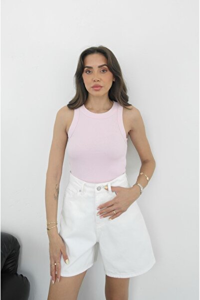 Havoş Powder Pink Premium Texture Ribbed Undershirt