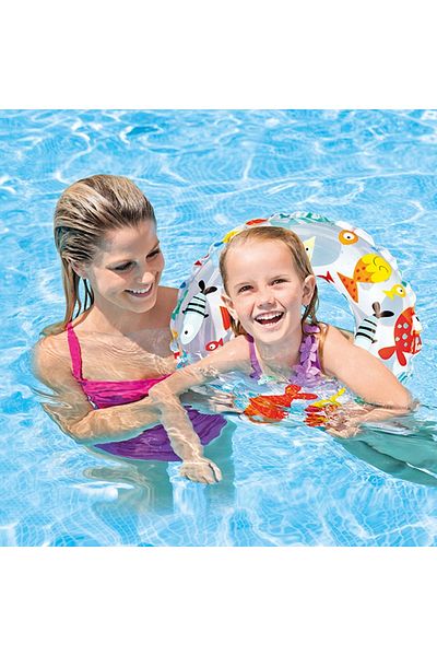 MAİN SHOP Intex 3-6 Years Old 51cm Fish Printed Bagel Inflatable Pool and Sea Swimming Ring Children's Lifebuoy M-59230