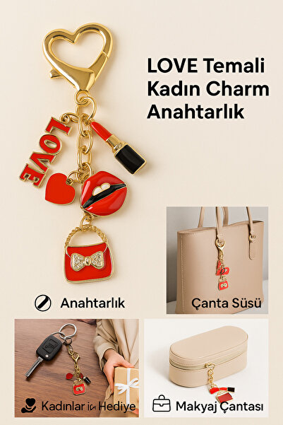 LOVE Temalı Kadın Anahtarlık | Şık Çanta Süsü | Hediye Charm Aksesuar