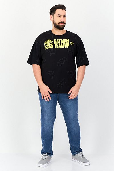 Batman Men Crew Neck Short Sleeves Graphic Print T-Shirt, Black