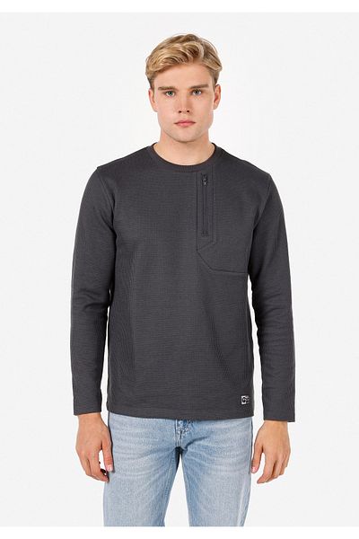 Colin's Regular Fit Round Neck Plain Men's Anthracite Long Sleeve T-Shirt