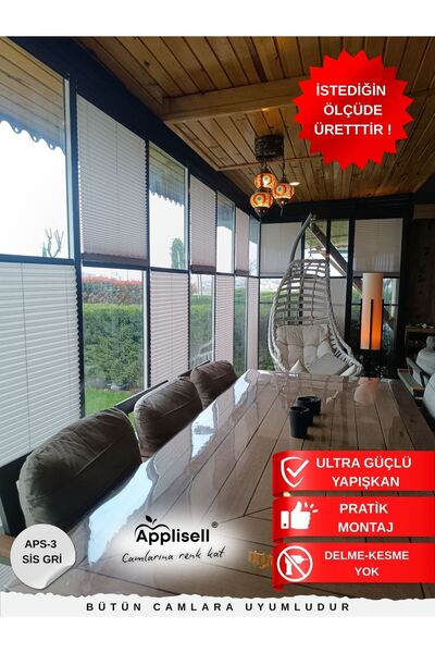 Applisell Yapışkanlı Plise Cam Balkon Perdesi – Özel Ölçü – Applisell –Delmes...