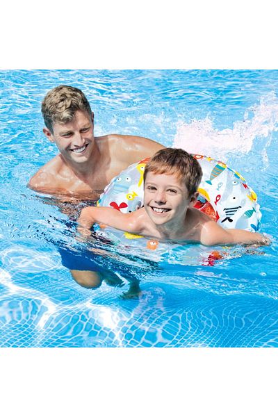 MAİN SHOP Intex 6-10 Years Old 61cm Fish Printed Bagel Inflatable Pool and Sea Swimming Ring Children's Lifebuoy M-59241