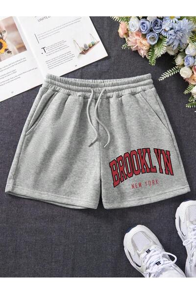 Adrift شورت قصير من القطن الممشط من Mr. Brooklyn - محبوك بخصر عالٍ ومطبوع بال...