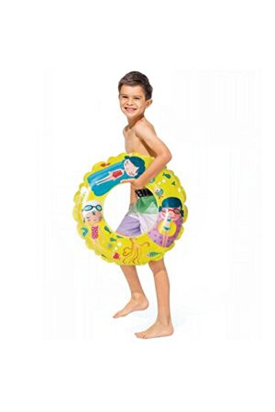 MAİN SHOP Intex 6-10 Years Old 61cm Cute Printed Bagel Inflatable Pool and Sea Swimming Ring Children's Ring M-59242