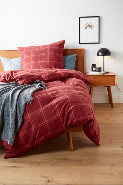Tchibo Queen Size Flannel Duvet Set 155 x 220 cm, Red
