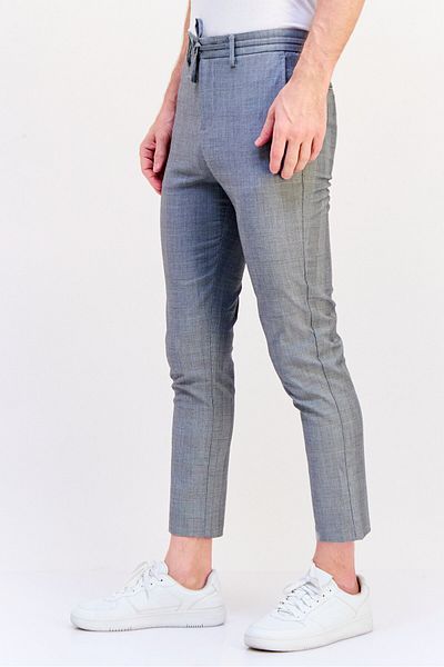 CELIO Men Regular Fir Glen Check Chino Pants, Grey