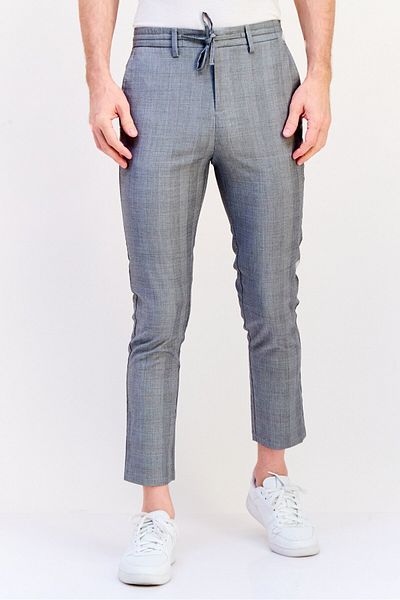 CELIO Men Regular Fir Glen Check Chino Pants, Grey