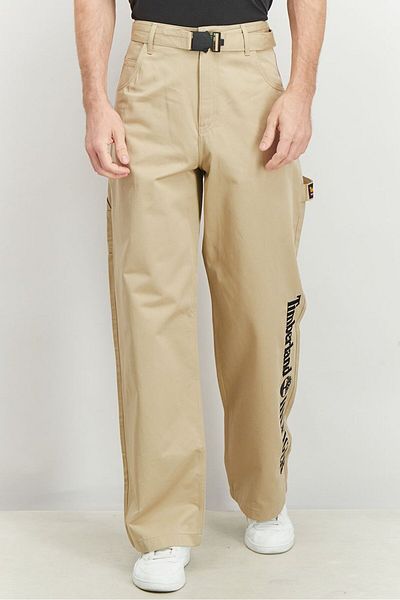 Tommy Hilfiger x Timberland Men Regular Fit Belted Carpenter Pants, Khaki